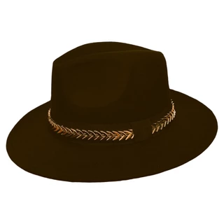 Chapéu Fedora Feltro com customizado Faixa Escama Dourada exclusivo fashion