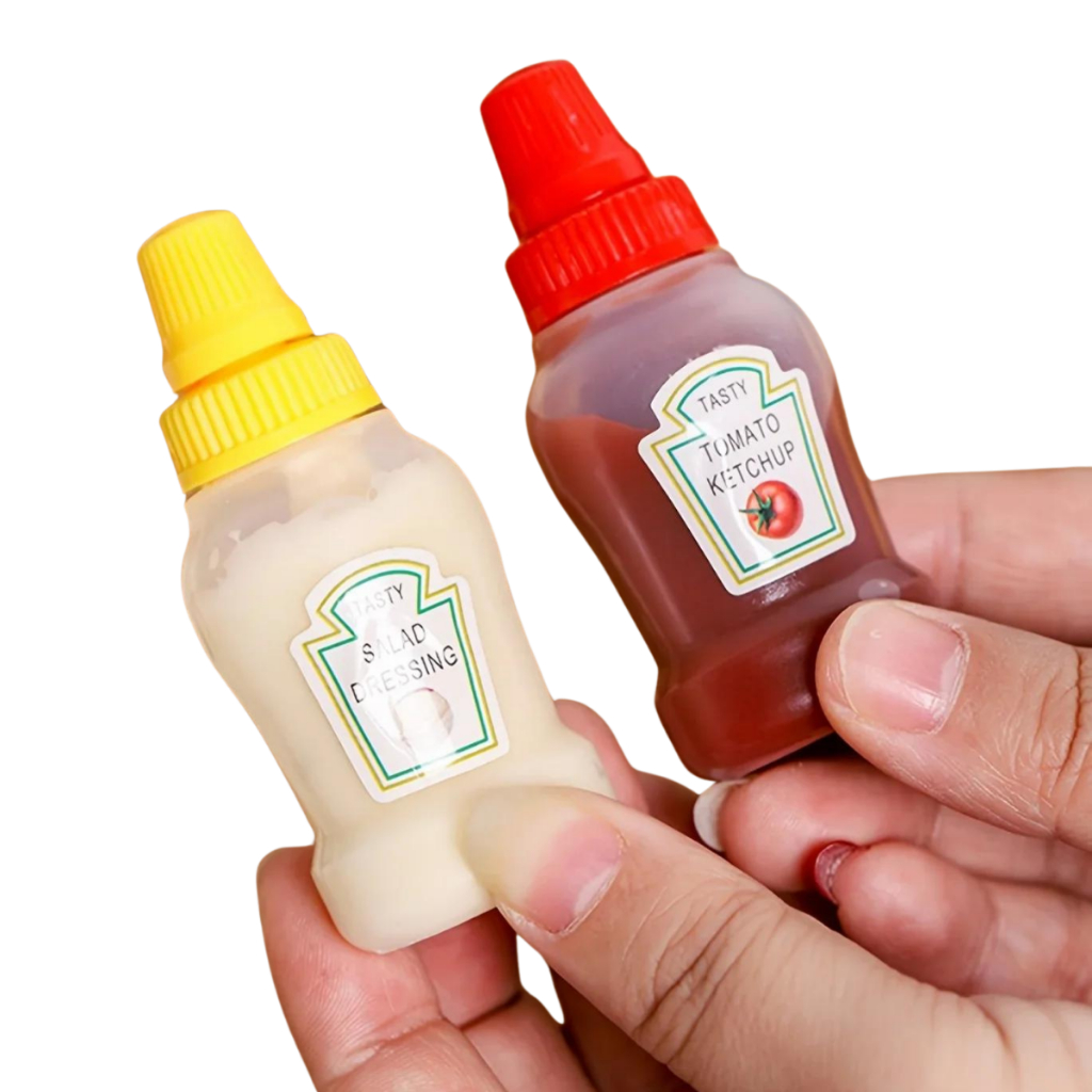 2 Mini Bisnaga Pote Ketchup Mostarda Recipiente para molhos mel Lancheira Marmita