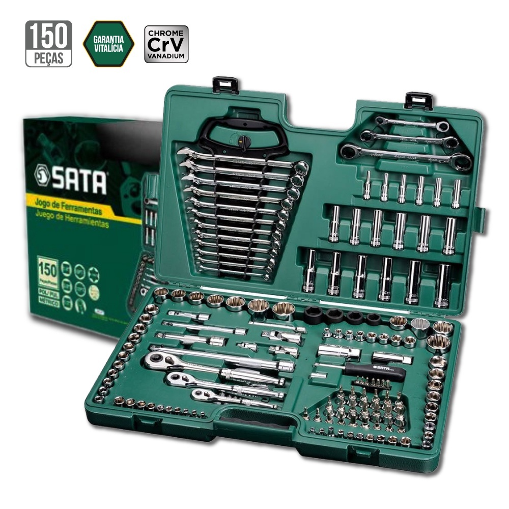 kit Jogo De Ferramentas 150 Peças Sata - St09510sj Maleta Estojo