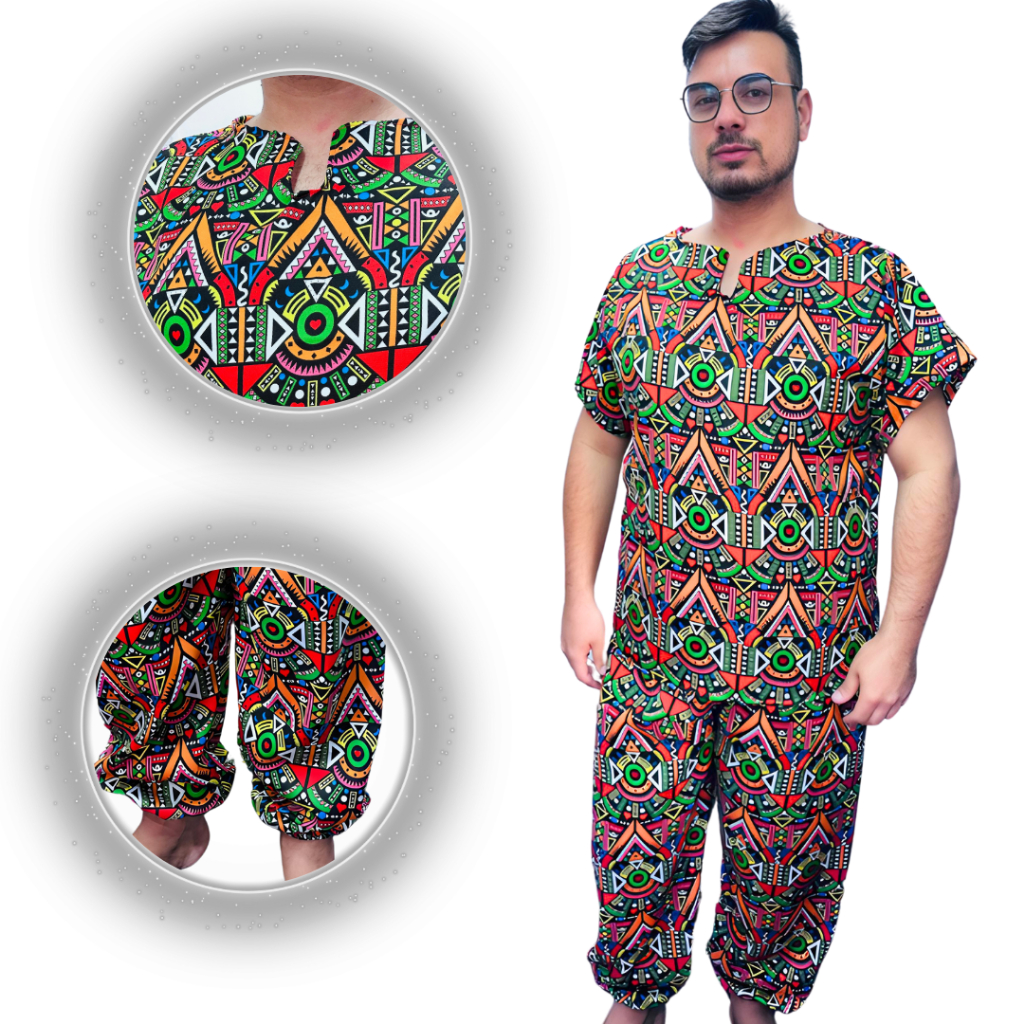 Conjunto Roupa Umbanda Candomblé Ankara Estampado Africano - Main Image