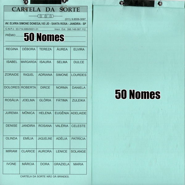 Cartela de rifas 50, 100, 150 e 200 nomes | Shopee Brasil