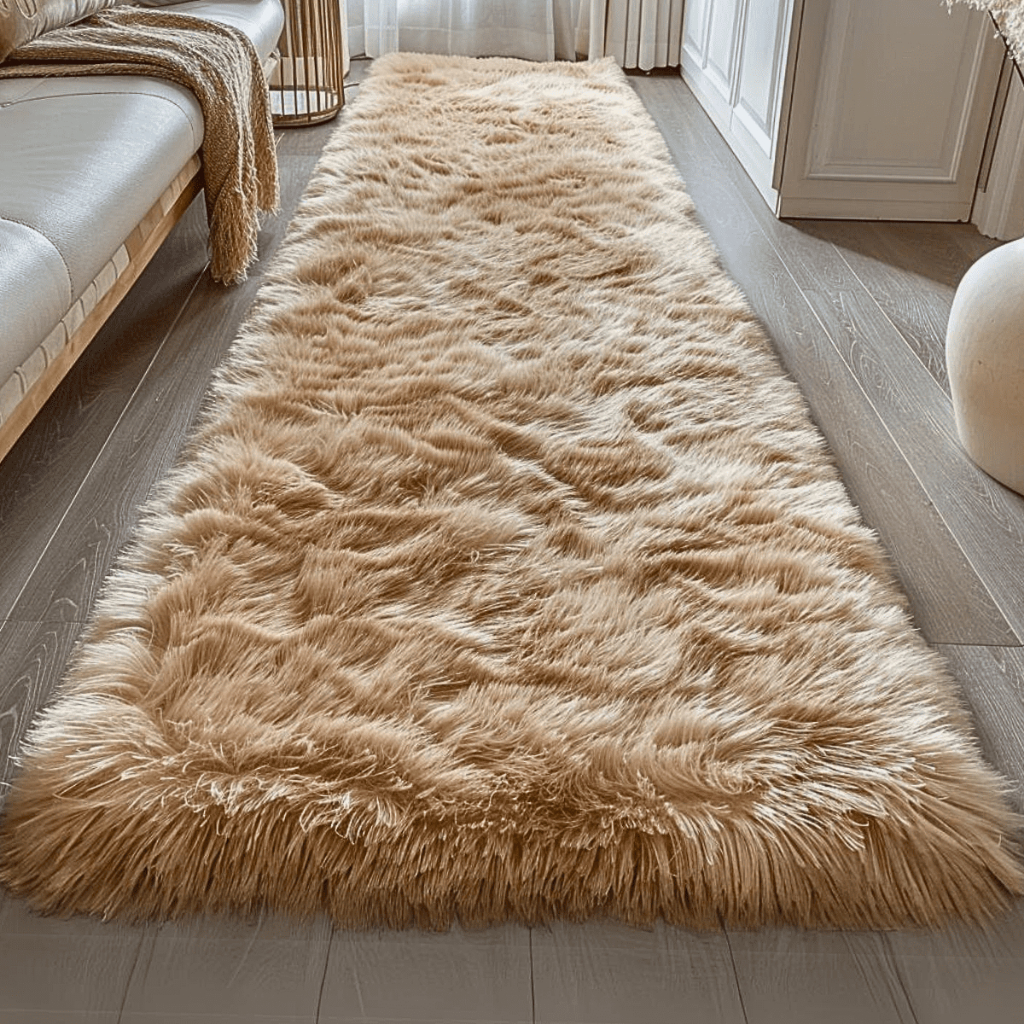 Tapete Passadeira 1,00 x 0,60 Antiderrapante Corredor Quarto Sala Felpudo Peludo