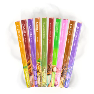 Kit 10 Caixas Incenso Vareta Indiano Natural Legítimo Aromas Sortido