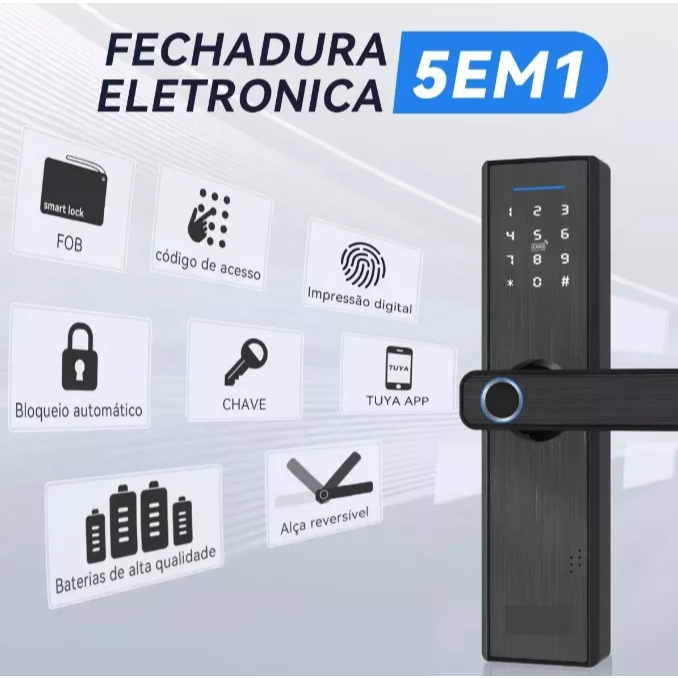 Kit Fechadura Eletronica Eletroima Digital Biometrica facil instalação
