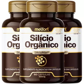 3 x SiliciuMax - Silício Orgânico 500mg 180 Cápsulas Suplemento