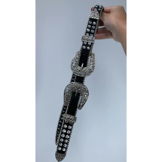 Cinto 2 fivelas Com Pedrarias Strass Brilhante Country feminino