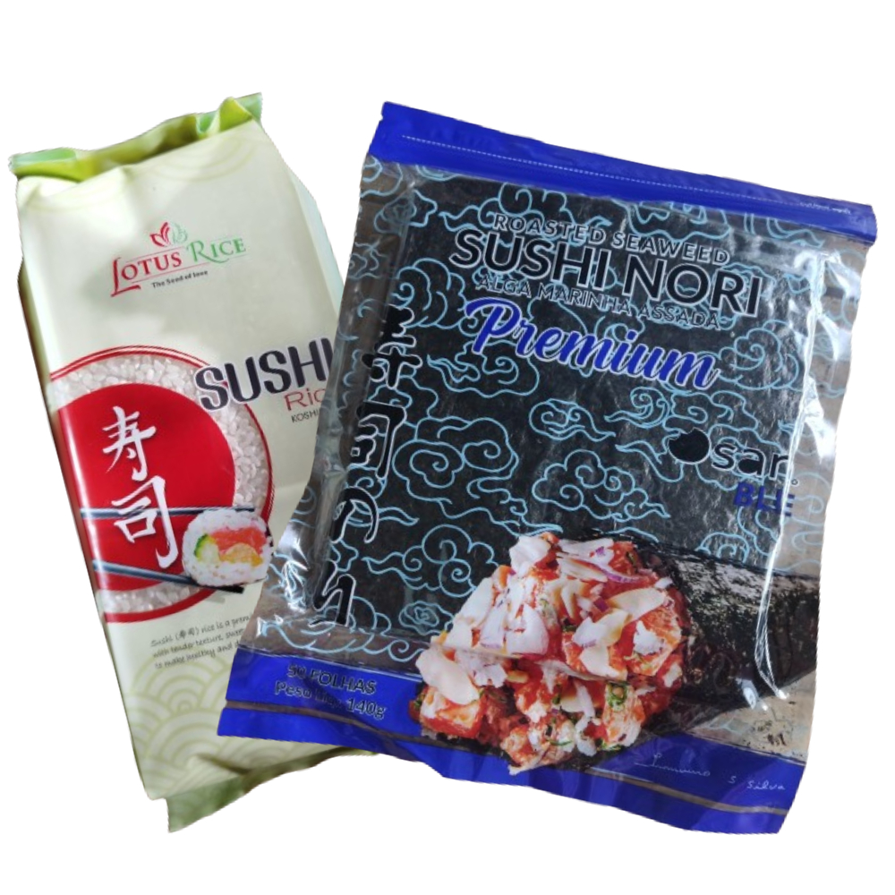 Alga Nori 50 fls + Arroz Japones Lotus Rice Sushi Grão curto 1 kg ...