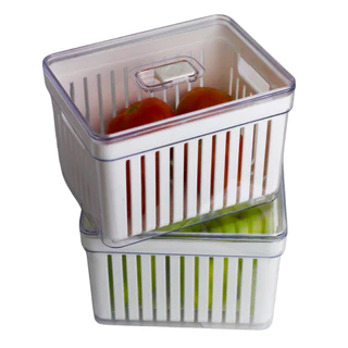 2 Potes Organizadores de Geladeira C/ Cesto Frutas Verduras e Alimentos Acrílico Transparente
