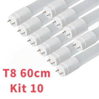 Kit c/10 Lâmpadas tubular led T8 9w 3000k/4000k/6500k 60cm Envio Já