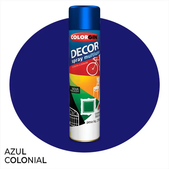 Tinta Spray Multiuso Uso Geral 360ml AZUL COLONIAL Colorgin | Shopee Brasil