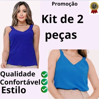 blusa alça larga/confortável/leve/estilosa KIT 2 PEÇAS-DUNA