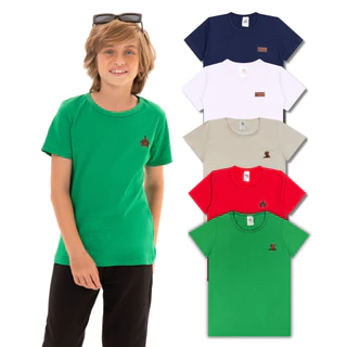 Kit 3 Camisetas Manga Curta Infantil Menino Básica Lisa Tamanho 2 ao 12