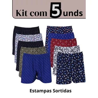 Kit de 5 Pijamas Masculino Short Samba Canção em Malha Fria Liganete Premium Estampas Sortidas em Oferta na Shopee