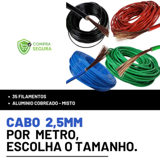 Fio Eletrico 2,5mm - POR METRO - Cabo Flexivel ANTICHAMA, Certificado (escolha o tamanho)