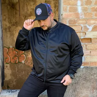 Jaqueta Bomber Preta Masculina Plus Size Agasalho De Frio C/ Zíper