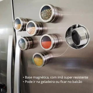 Kit 3 potes Porta Tempero Magnéticos CK4079