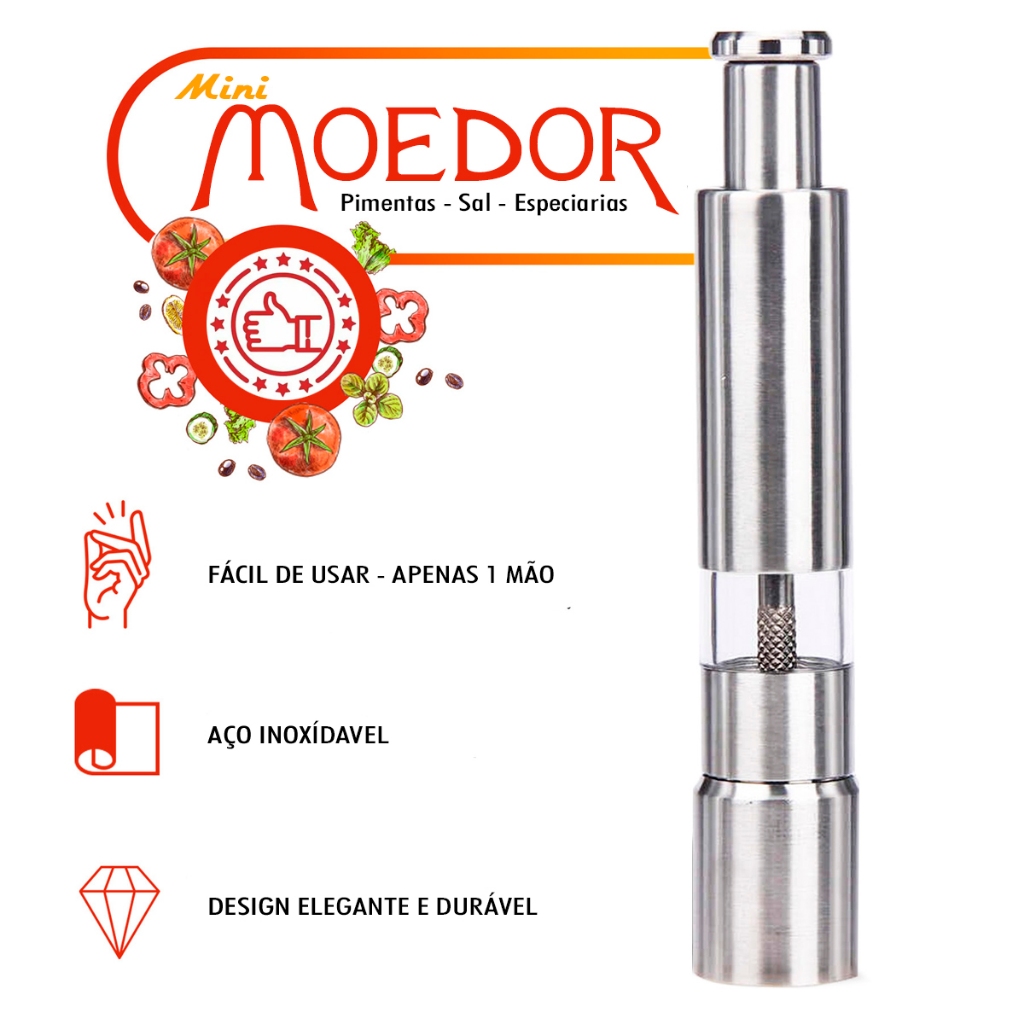 Moedor Manual Pimenta Sal Especiarias Temperos Gourmet Tritu