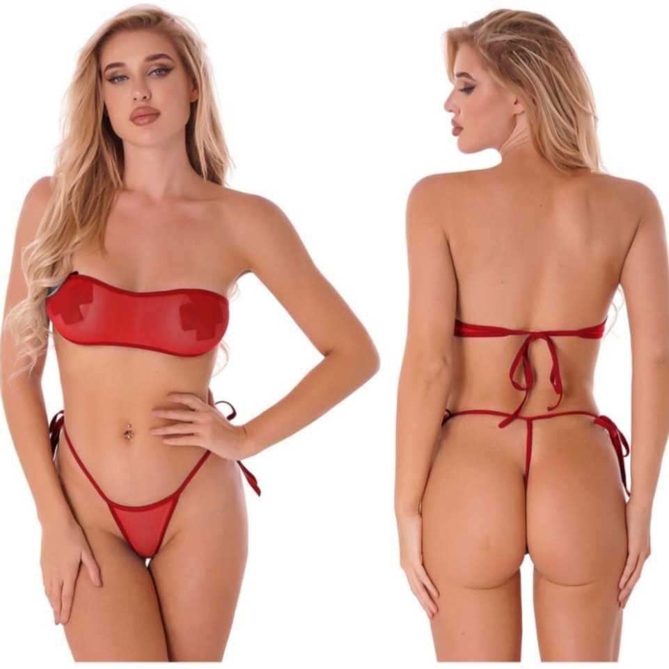 Biquíni fio dental transparente moda praia verão feminino estiloso confortável