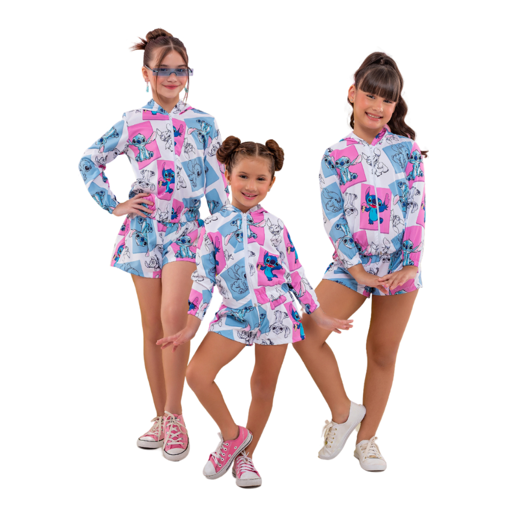 Conjunto Infantil Menina Blogueirinha Feminino Festa Modinha Stitch