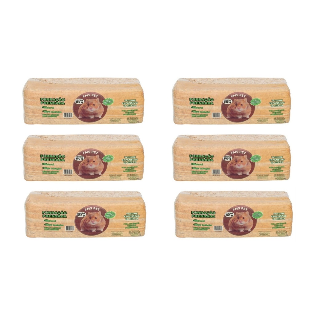 6 Serragens Prensadas Para Hamster, Roedores, Aves e Compostagem 800GR / 16Lt cada