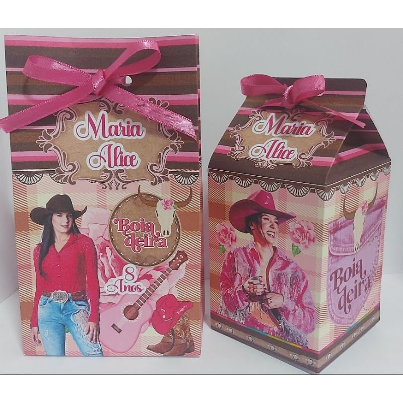 Kit Lembrancinha Sacolinha e Caixa Milk Ana Castela + 16 TAGS para docinhos