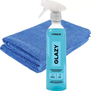 Glazy 500ml Limpa Vidros Redutor Atrito Risco + Flanela