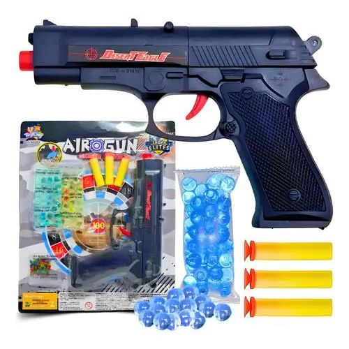 PISTOLA GLOCK DE BRINQUEDO BOLINHA EM GEL + DARDO NERF