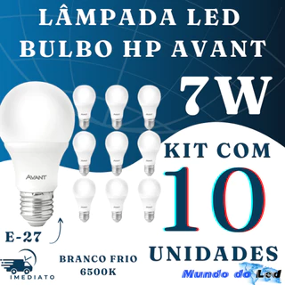 Kit 10 Lâmpada 7w Led Bulbo Pêra Bivolt E27 6500k Branco Frio Avant