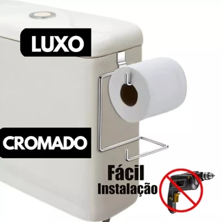 Suporte Papel Higiênico Caixa Acoplada Privada Cromado Aramado Para Dois Rolos Reforçado Duplo Porta