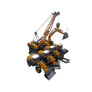 Tratores em miniatura GLW Engenharia - Retroescavadeira Guindaste Empilhadeira Carregadeira Rolante e Empurradeira