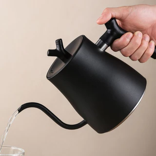 Chaleira Inox Preta 1,5L Tipo Hario Bule Café Chá Bico De Ganso