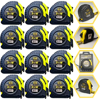 Kit 24 Trenas Emborrachada Profissional de Bolso 3m X 19mm Fita Métrica Aço Trava Retrátil Flexível