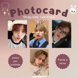 Photocard Kpop Stray Kids Lee Know Minho - VALOR POR UNIDADE- Fanmade frente e verso em Oferta na Shopee