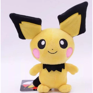 Novidade - Pichu de Pelúcia Pokémon Importado Original 25 cm Anime Brinquedo Fofo Amarelo Travesseiro Almofada Fofo Longo Dorminhoco Dormir Brinquedo Crianças Presente Mães Pais Família Pikachu Picachu Charizard Snorlax Squirtle Charmander
