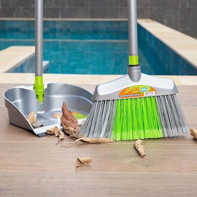 Pa Com Cabo de Lixo Plastica Super Pa Dobravel Alklin Limpeza