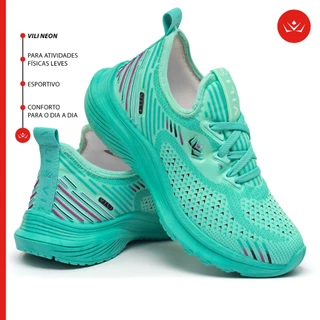 Tênis Feminino Vili Neon Esportivo Academia Treino