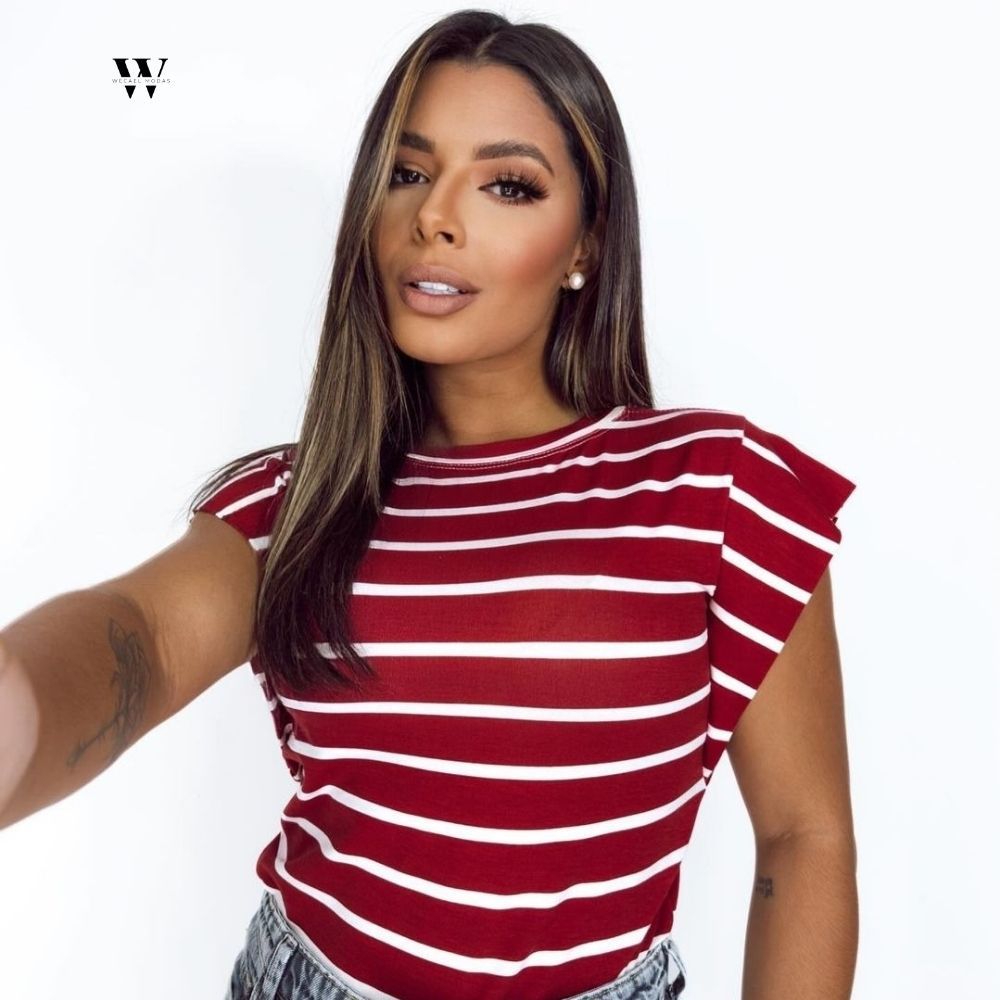 Blusa Muscle Tee Feminina Manga Curta Regata Listrada Gola Redonda Tendencia Shopee Brasil