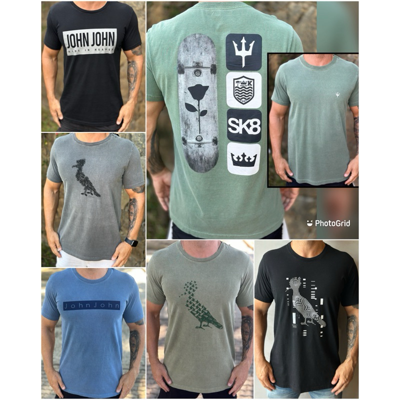 Camiseta Masculina Multimarcas Stone Regular Premium 100% Algodão Fio 30.1 Perfumadas