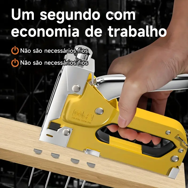 Grampeador Tapeceiro de Cromado em aço inoxidável + 600 Grampos Ferramentas Profissional