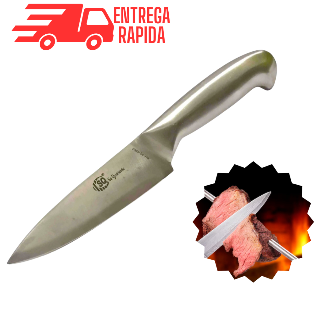 Faca Profissional Inteiriça 26,5 cm em Aço Inox 6 Polegadas | Shopee Brasil