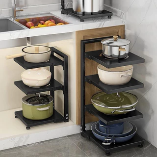 Organizador De Panelas Vertical 3 Andares E 4 Andares Cozinha Armário Rack Tampa Cozinha