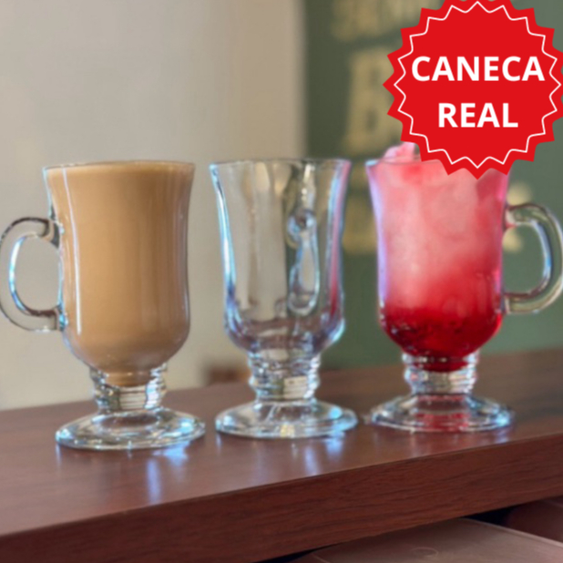 Jogo 3 Canecas Real Taças 230ml/120ml Para Capuccino Café Vidro Cristalino Luxo