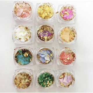 Kit 12 Madre Peróla Com Fio De Ouro Decoração profissional Unhas Acrigel