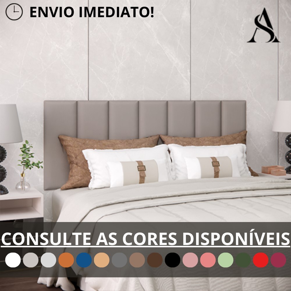 Kit 7 Cabeceira Estofada Completa Adesiva em Módulos 20X45 para Cama Casal