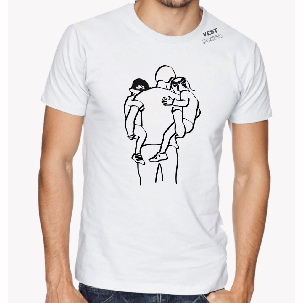 Camiseta Básica Camisa Dia Dos Pais Super Pai de Dois Menino Menina