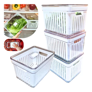 Kit 4 Organizador Geladeira C/ Tampa E Bandeja Legumes Verduras Frutas 3,8L