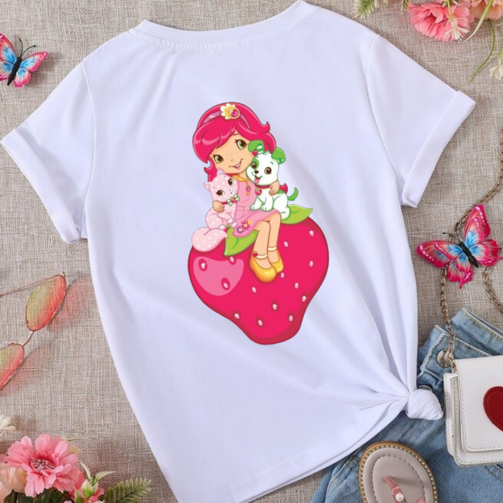 Camiseta Estampada Moranguinho Camisa Básica Feminina | Shopee Brasil