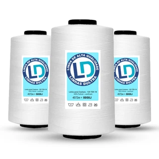 Linha de Costura Reta Cone 5mil Jardas Branco Cru tex120 Poliester Kit com 10 unidades