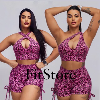 CONJUNTO ACADEMIA SHORT EMPINA BUMBUM COM REGULADOR E TOP COM BOJO