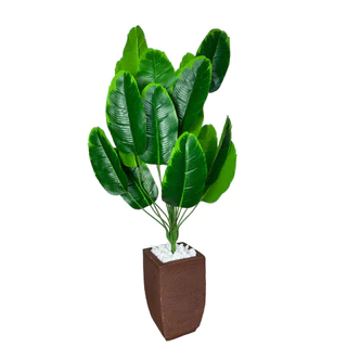 Planta Artificial Bananeira + Vaso Polietileno + Pedras Decorativas